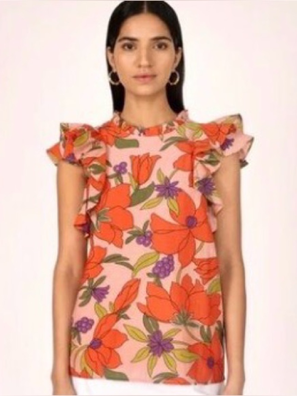 NWT Banjanan Klara Top Magnolia Rose
Silk Cotton Ruffle Blouse Small